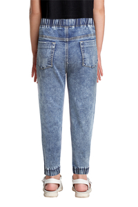 Stockpapa Overruns Large Pocket Elastic High Waist Kids Jeans 