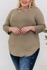 Plus size 3/4 Sleeve Cut out Neckline sweatshirts